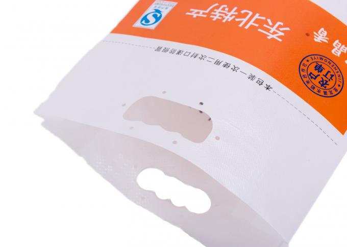 O saco plástico branco da embalagem do arroz, tela tecida/não tecida dos PP revestiu sacos do empacotamento de alimento com o punho