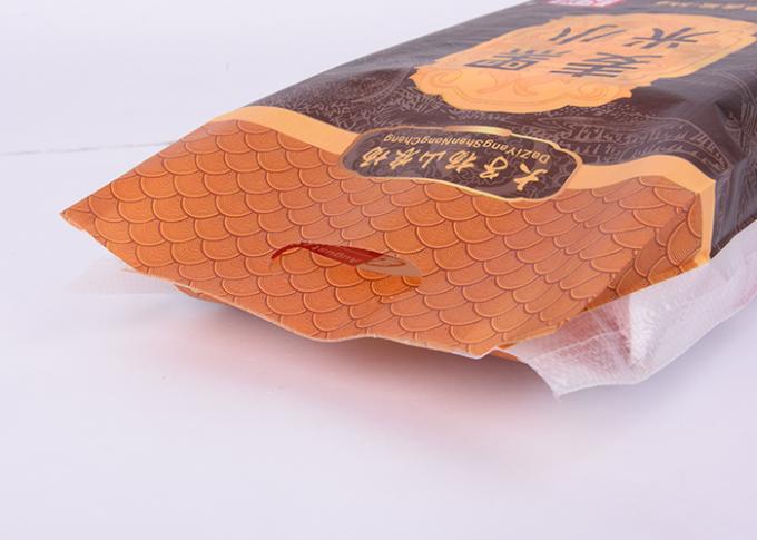 Sacos tecidos PP impressos cor do arroz do polipropileno com lado transparente do reforço